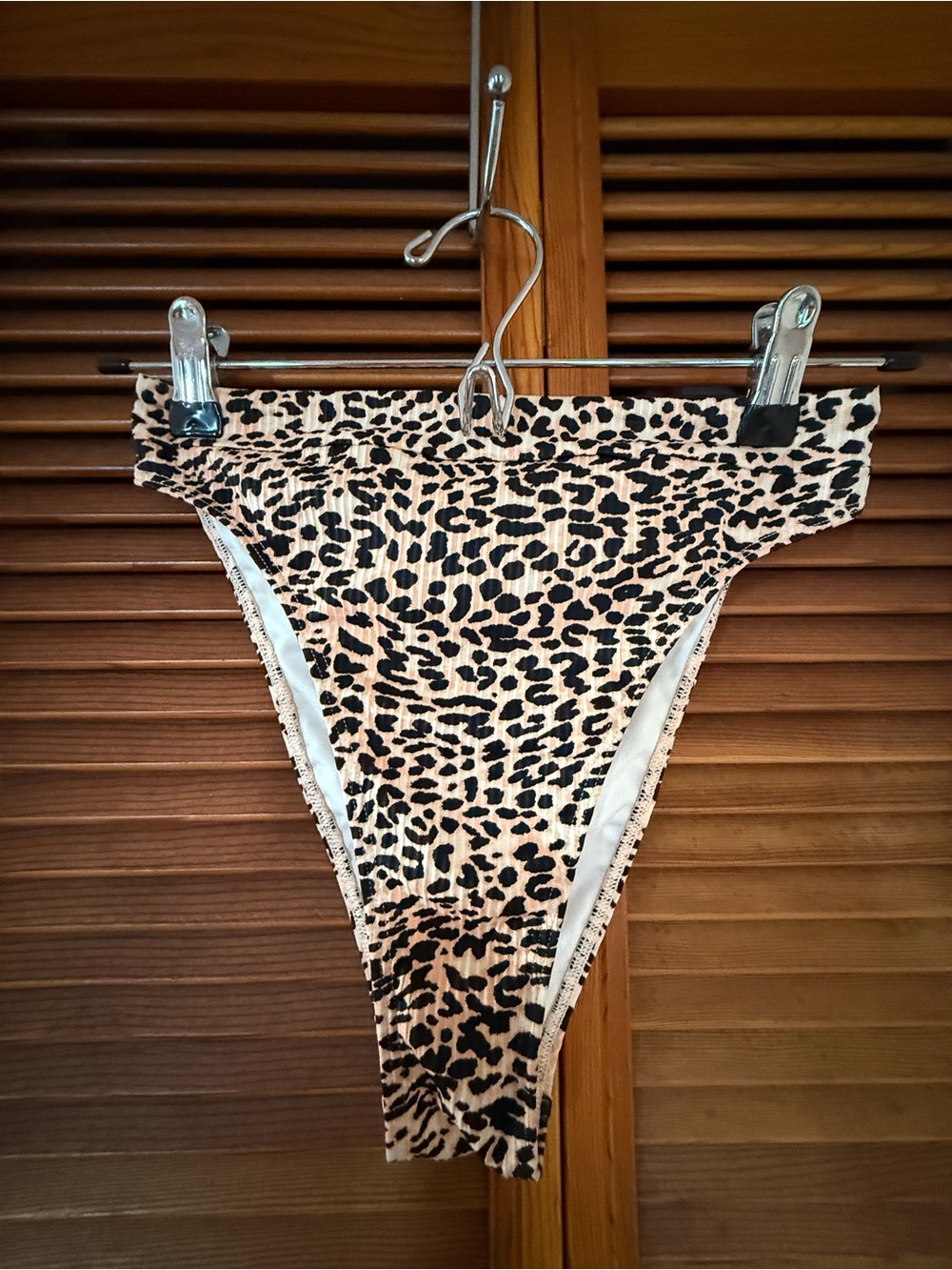 Leopard Print High-Cut Bikini Bottoms - Tan & Black